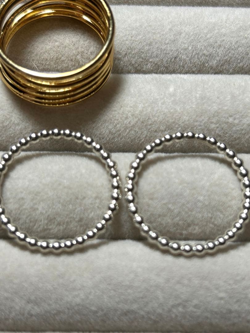 シルバー925 ゴールドリング 4本セット 13号　レディース　10g