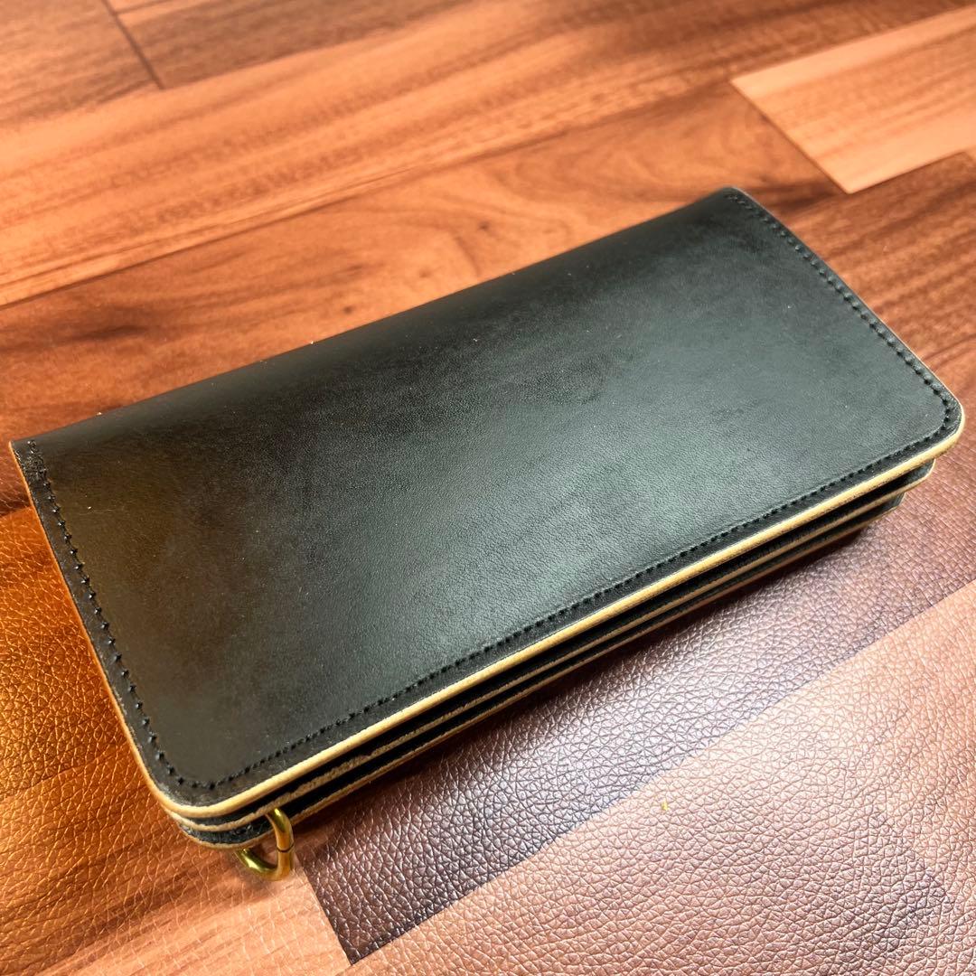 【トラッカーウォレット ロング 3層】 ブラック ゴールド