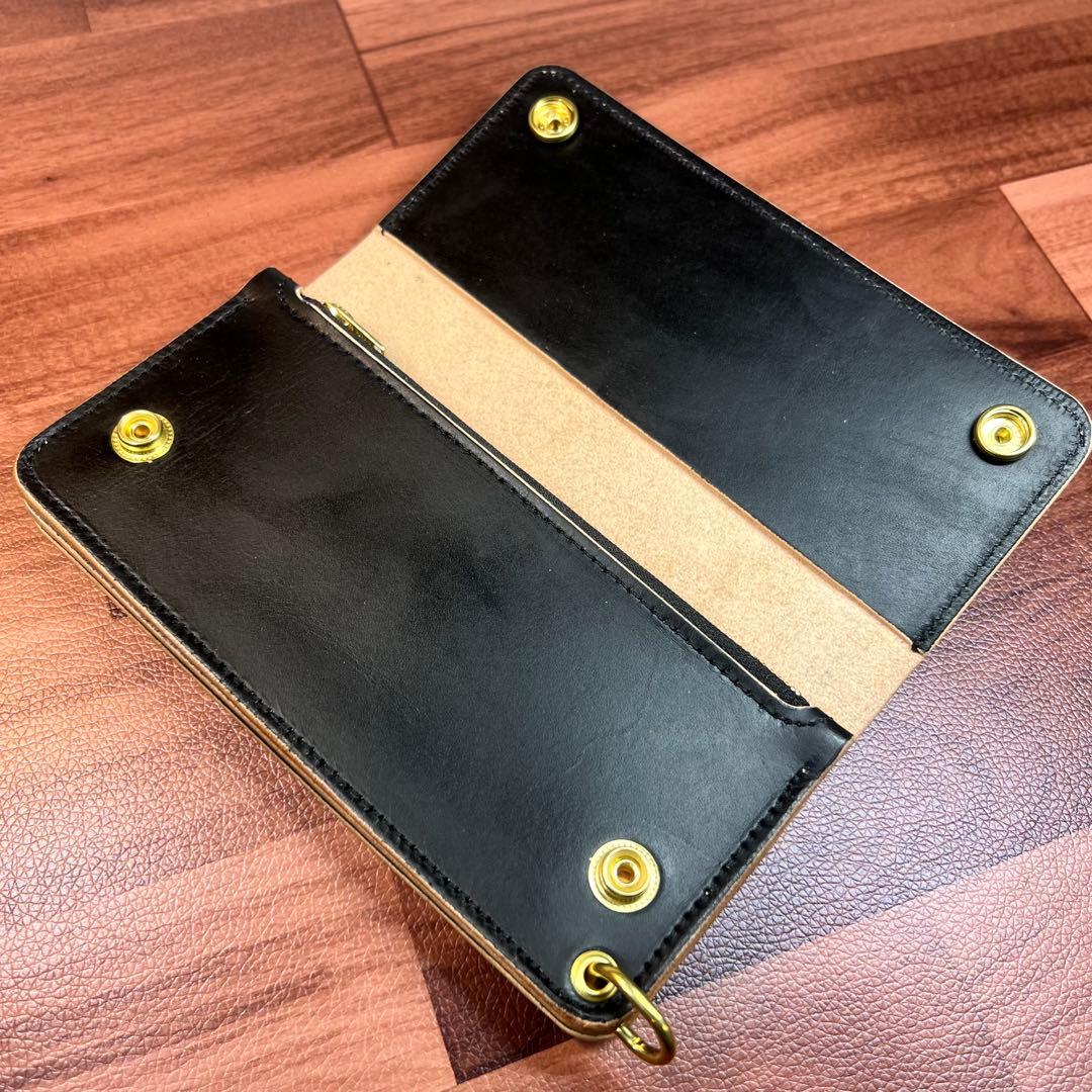 【トラッカーウォレット ロング 3層】 ブラック ゴールド