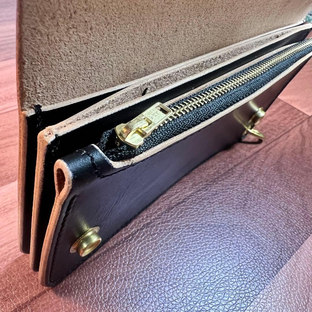 【トラッカーウォレット ロング 3層】 ブラック ゴールド