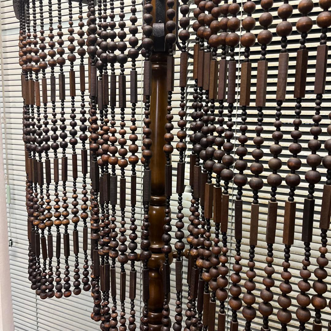 3つのアーチが魅力　昭和レトロ　木製珠すだれ　珠のれん　木製ヴィンテージ