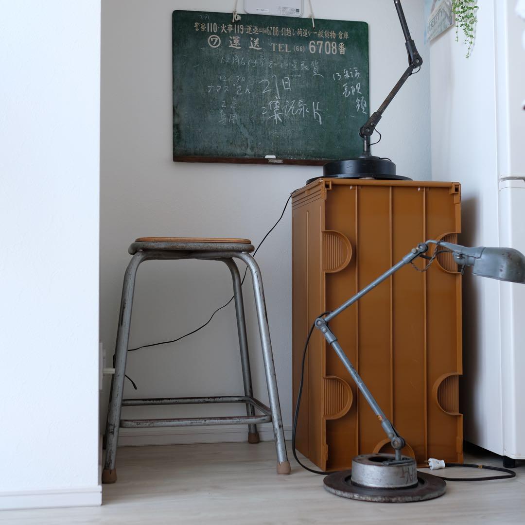 1970年代 フランス 工業用 メタル木座面 スツール オリジナルvintage