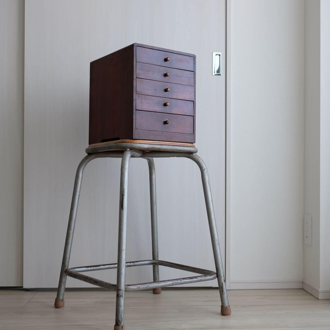 1970年代 フランス 工業用 メタル木座面 スツール オリジナルvintage