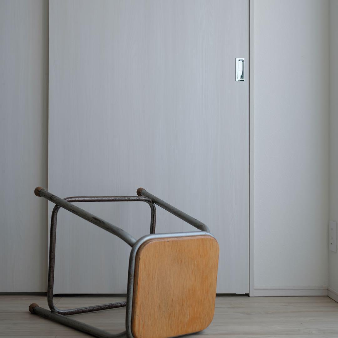 1970年代 フランス 工業用 メタル木座面 スツール オリジナルvintage