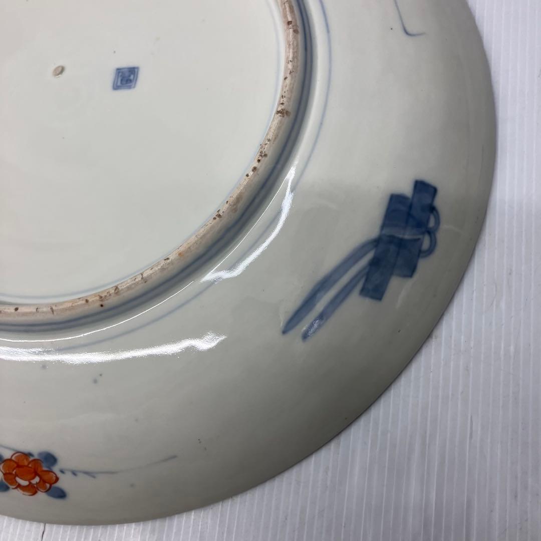 【銘・角冨】古伊万里 金彩色絵 恵比寿・鶴文様 大皿 飾り皿 骨董品 尺一