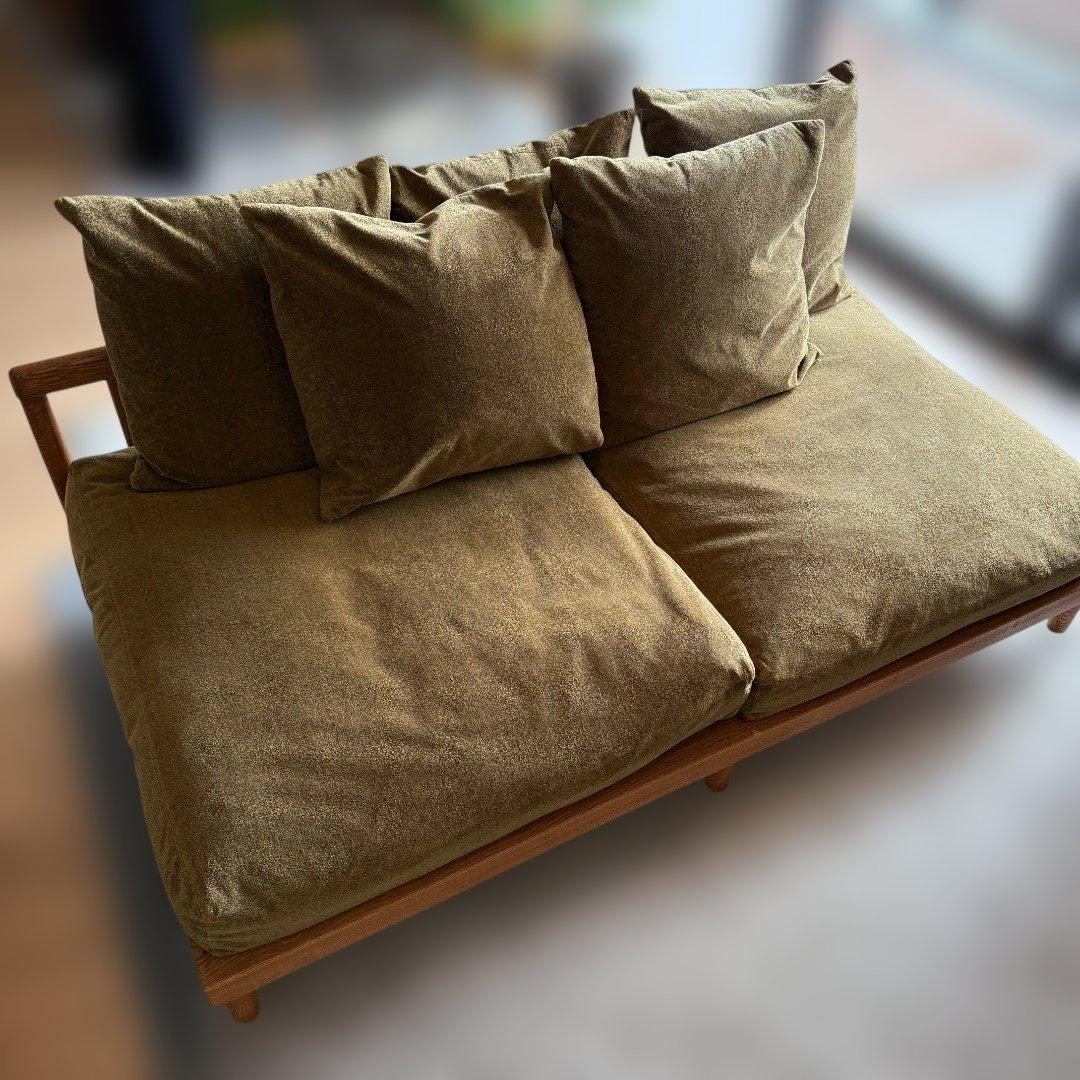 【希少品】Re:CENO リセノ AGRA アグラソファ クリンプ生地 オリーブ