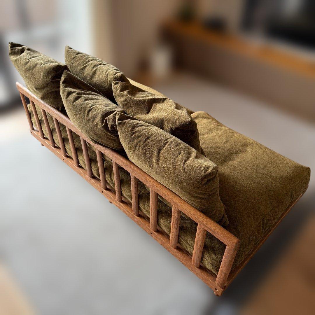 【希少品】Re:CENO リセノ AGRA アグラソファ クリンプ生地 オリーブ