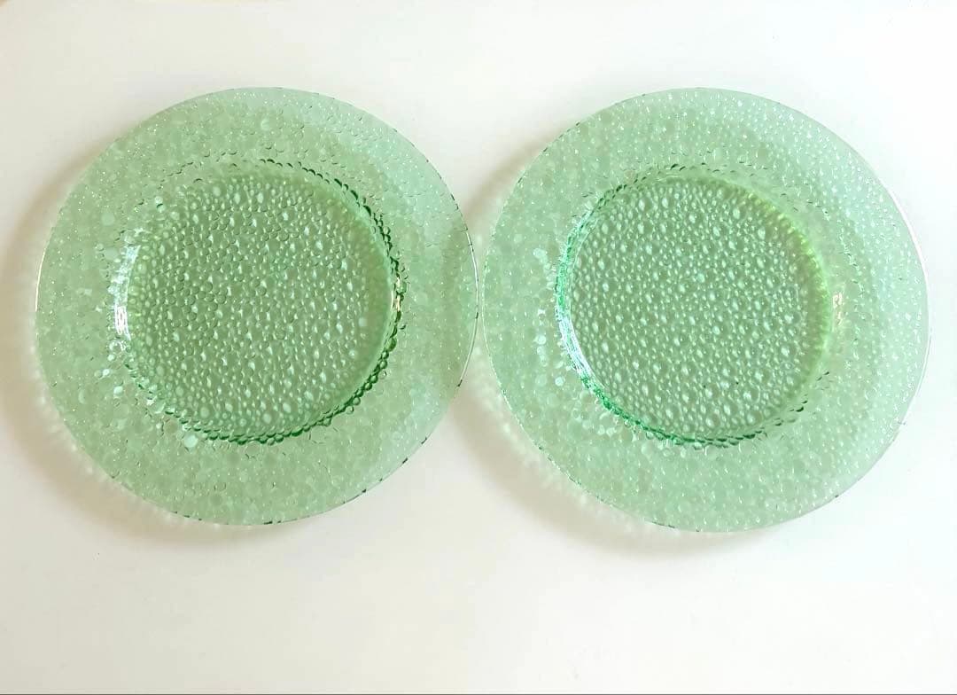 (新品) Droplets ドロップレット ガラス　大皿 (2枚セット)