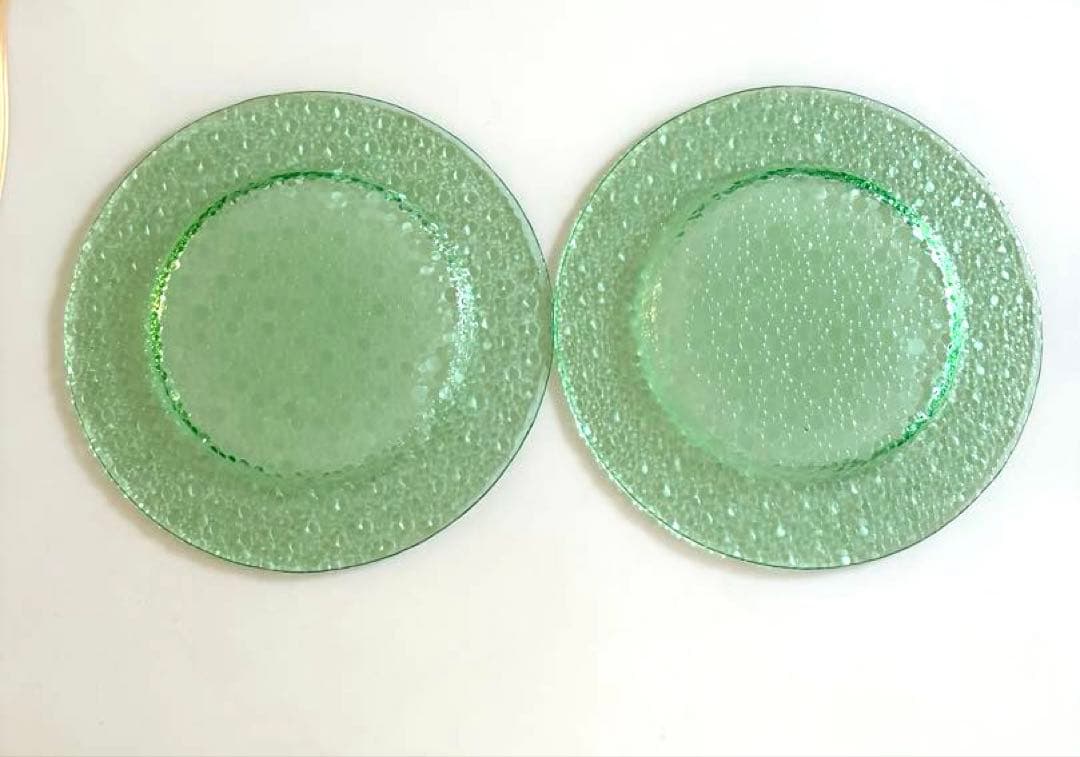 (新品) Droplets ドロップレット ガラス　大皿 (2枚セット)