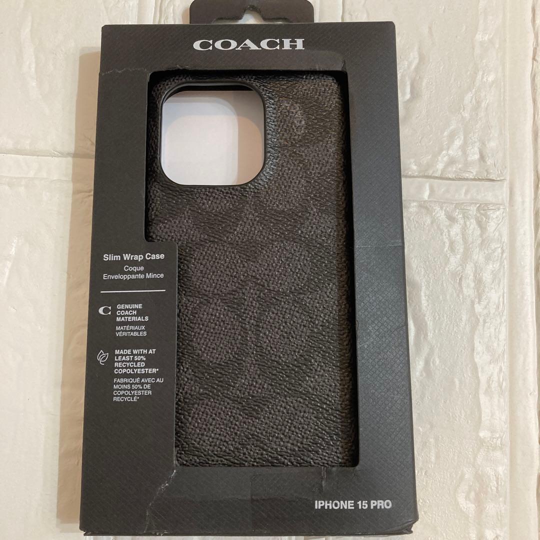 新品COACH⭐️ iPhone 15 PRO スマホケース　黒シグネチャー