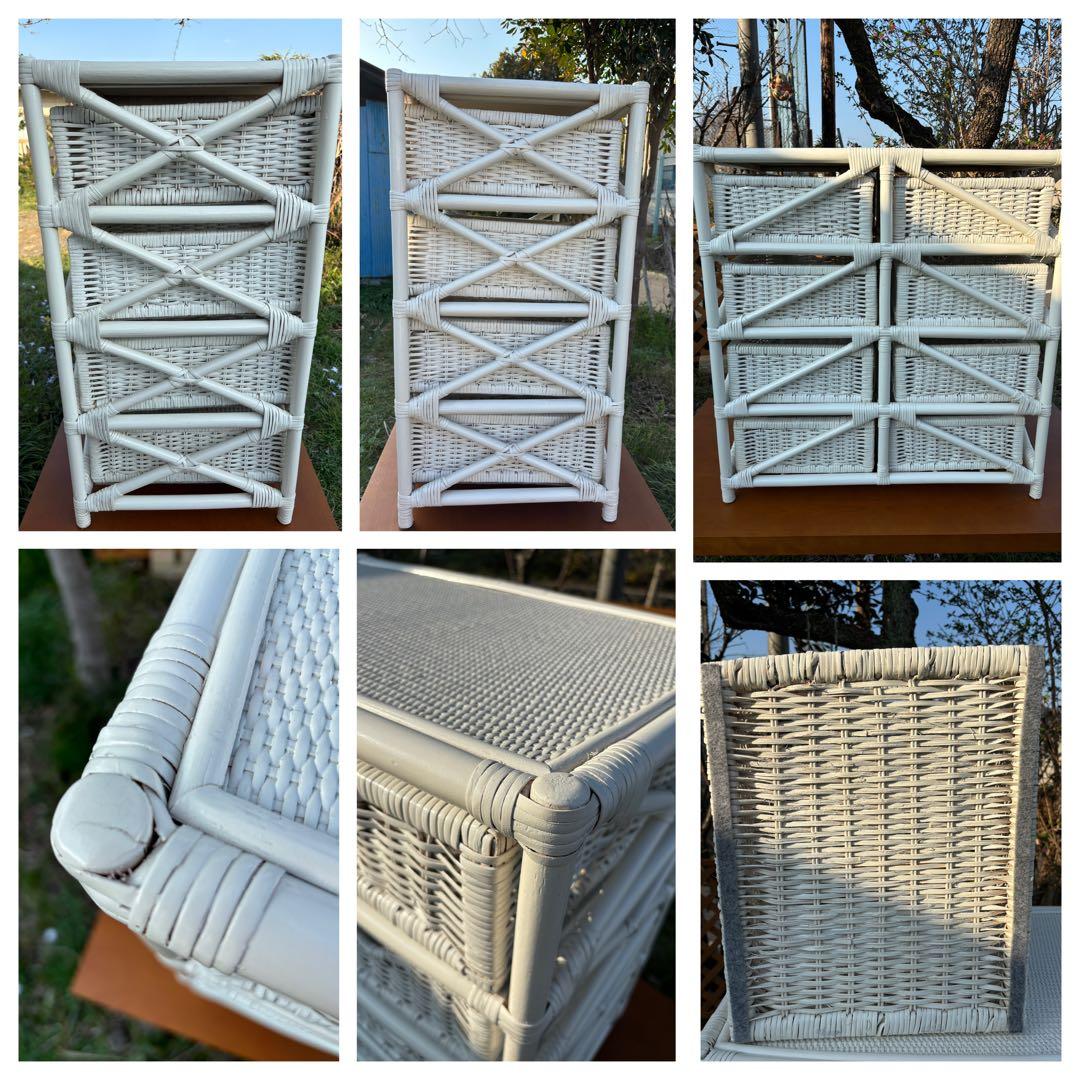 ホワイトラタン　チェスト　ランドリーラック収納ラック 6引き出し　幅75cm