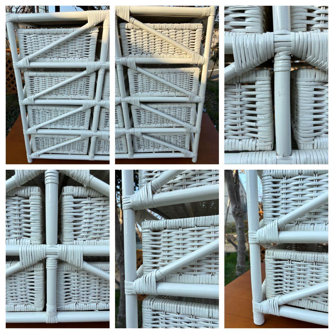 ホワイトラタン　チェスト　ランドリーラック収納ラック 6引き出し　幅75cm