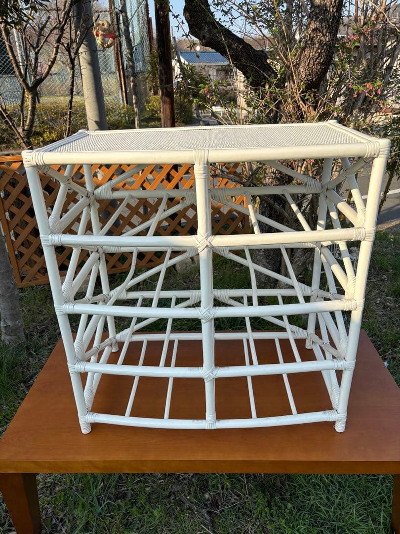 ホワイトラタン　チェスト　ランドリーラック収納ラック 6引き出し　幅75cm