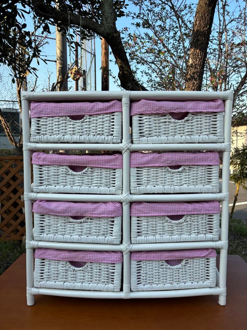 ホワイトラタン　チェスト　ランドリーラック収納ラック 6引き出し　幅75cm