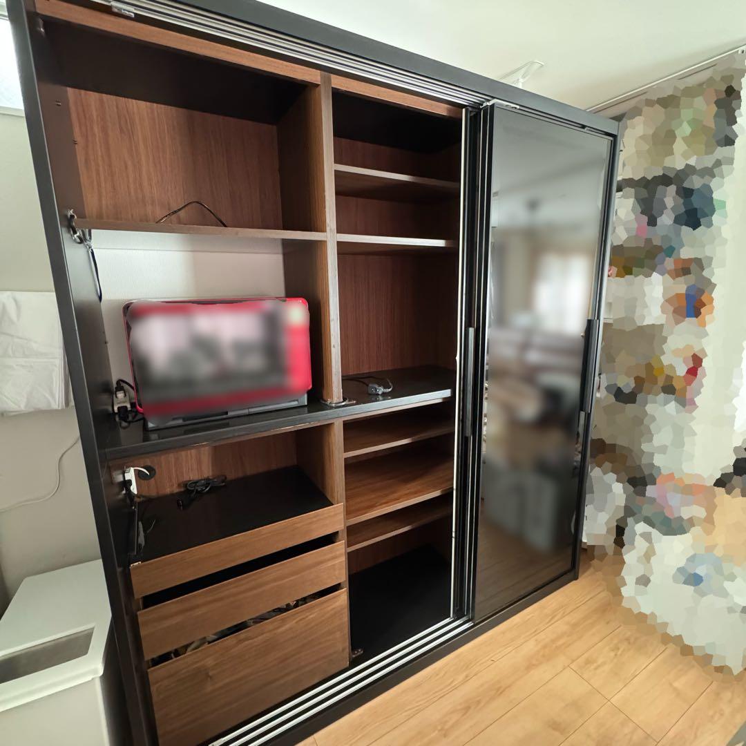 【IDC大塚家具】キッチンボード「ネロ」 ブラック 幅180cm