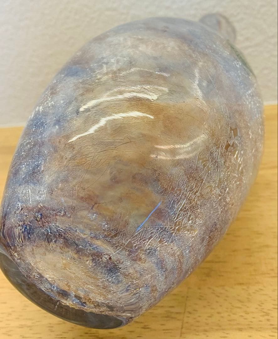 北一硝子　花瓶　ガラス　大きい　紫　水色　透明