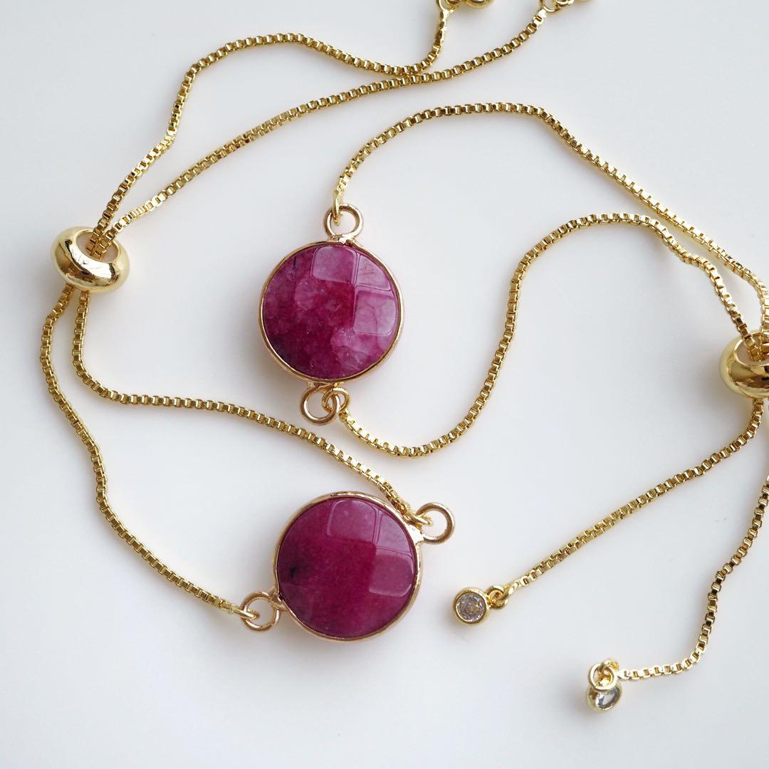 【ほぅ】宝石質ガーネットのシンプルゴムブレスレット