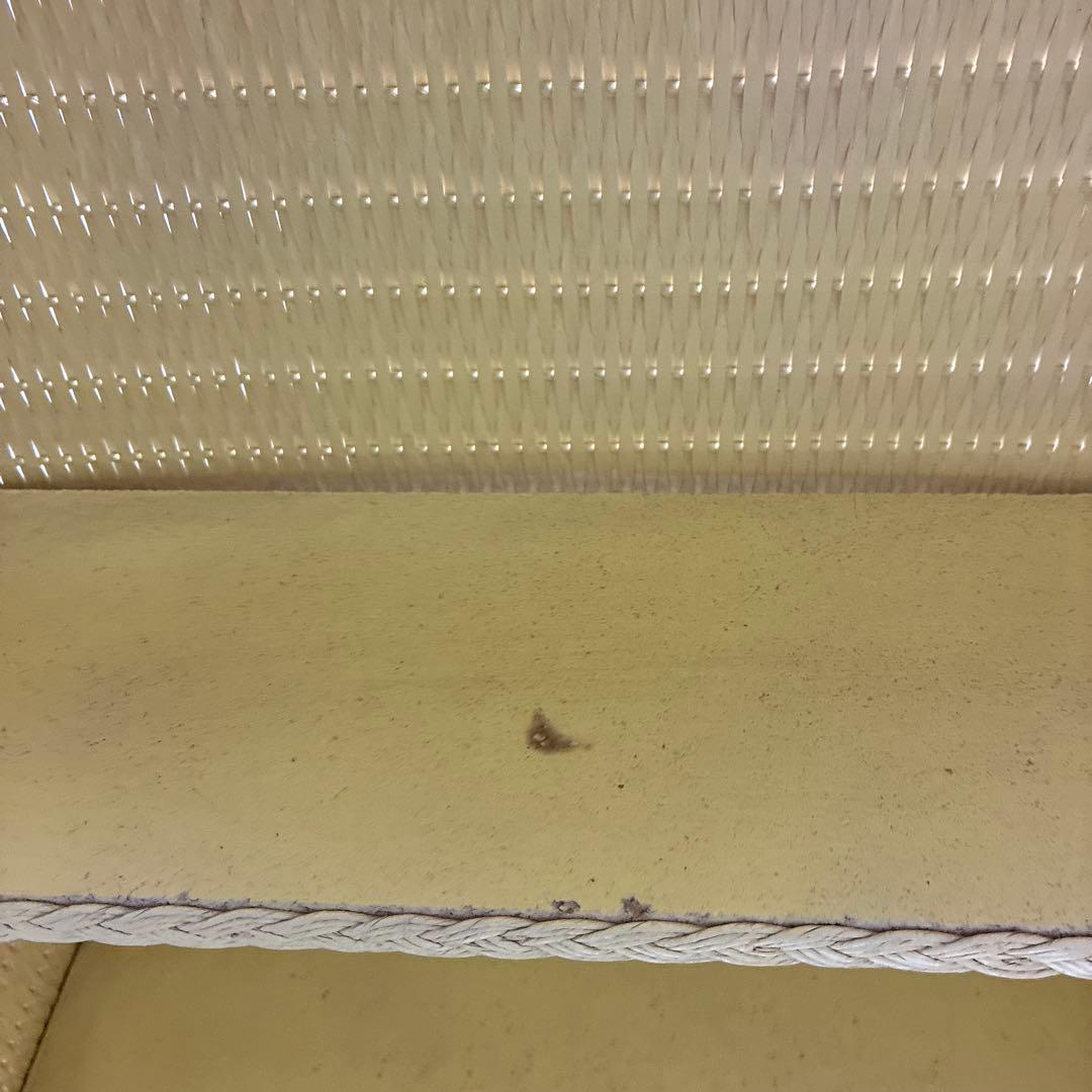 アメリカ　ビンテージ　クリームイエロー　ウィッカーシェルフ