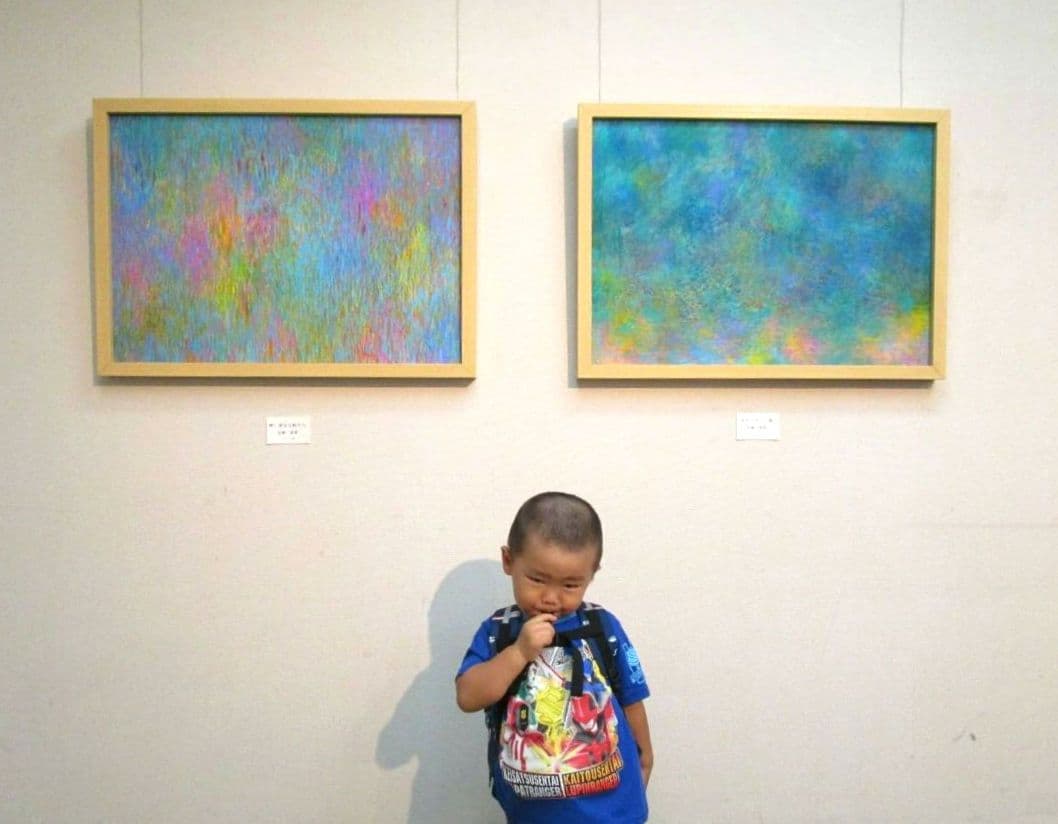 絵画作品 アクリルガッシュ/オイルパステル 2点セット/額/インテリア/P10号