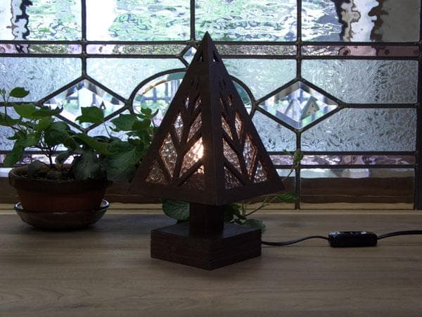 木とガラスの卓上ランプTL-WD