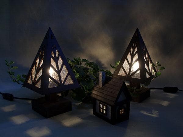 木とガラスの卓上ランプTL-WD