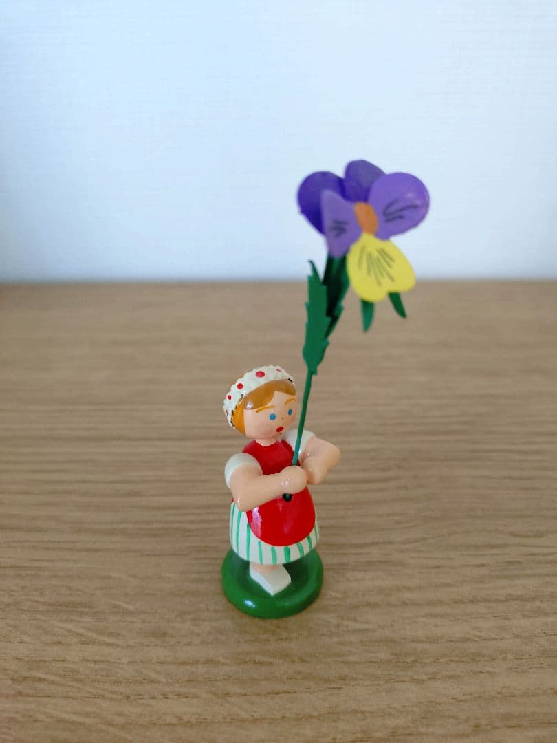 ドイツ木製人形3体セット ブルーメンキンダー春 フラワーチルドレン