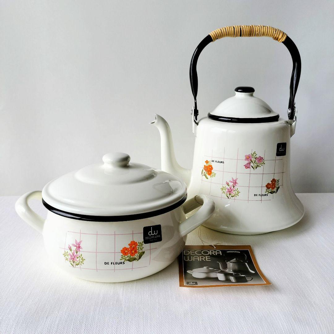 DECORA WARE デコラウェア 琺瑯 ホーロー ベルケトル 両手鍋 セット