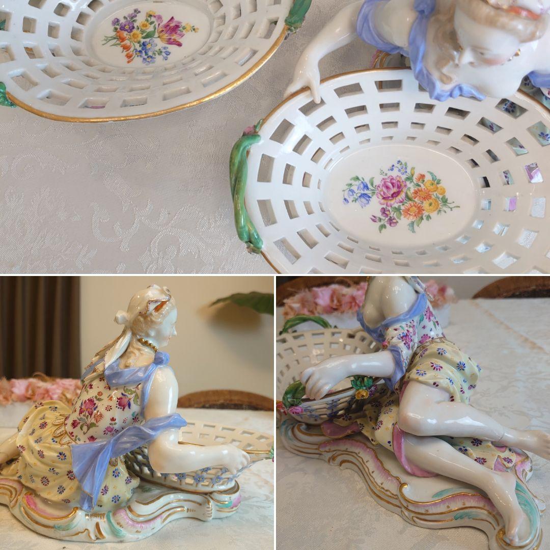 マイセン　大型　ポプリボウル　ペア　貴婦人　貴公子