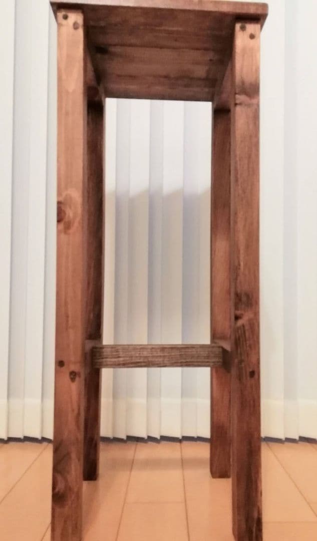 ハンドメイドテーブル/ハイテーブル/シェルフ/木製/ウォールナット【送料込み】