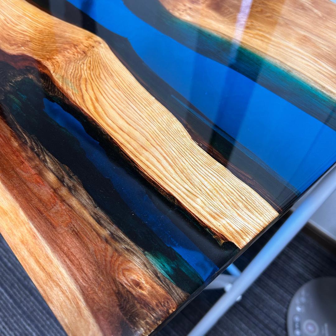 サイドテーブル アイアン 無垢 木製 おしゃれ リバーレジン 折り畳みテーブル