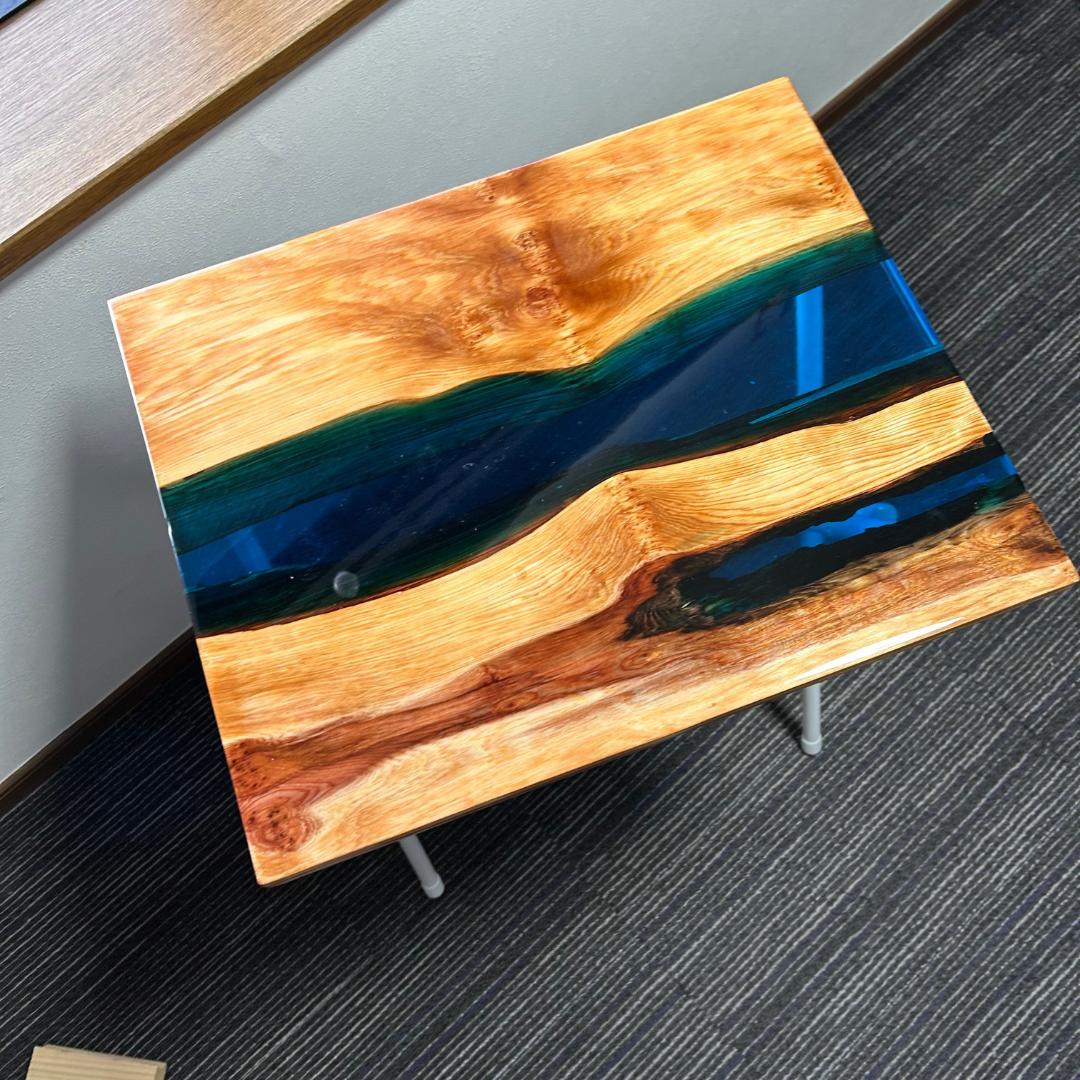 サイドテーブル アイアン 無垢 木製 おしゃれ リバーレジン 折り畳みテーブル