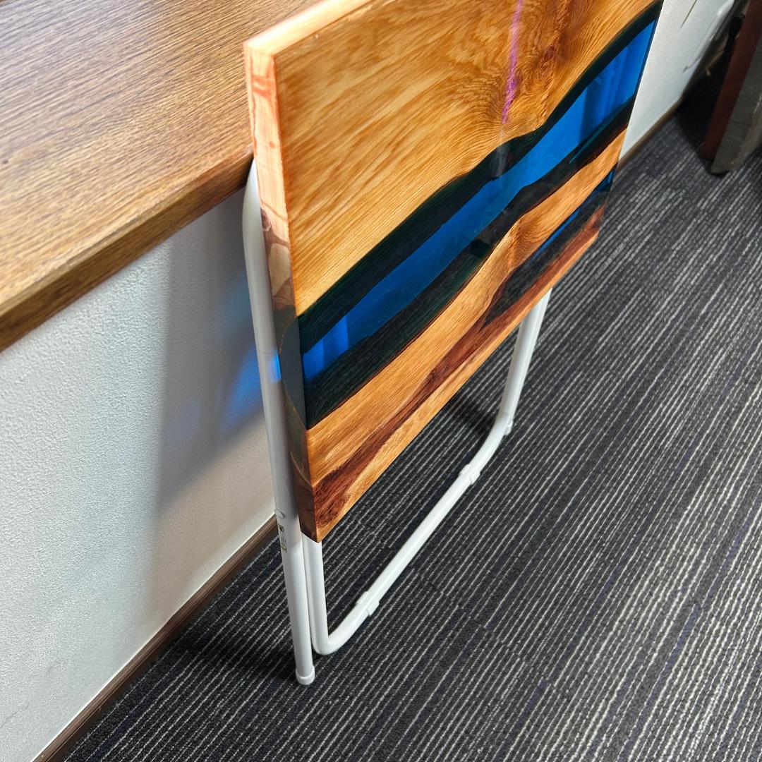 サイドテーブル アイアン 無垢 木製 おしゃれ リバーレジン 折り畳みテーブル