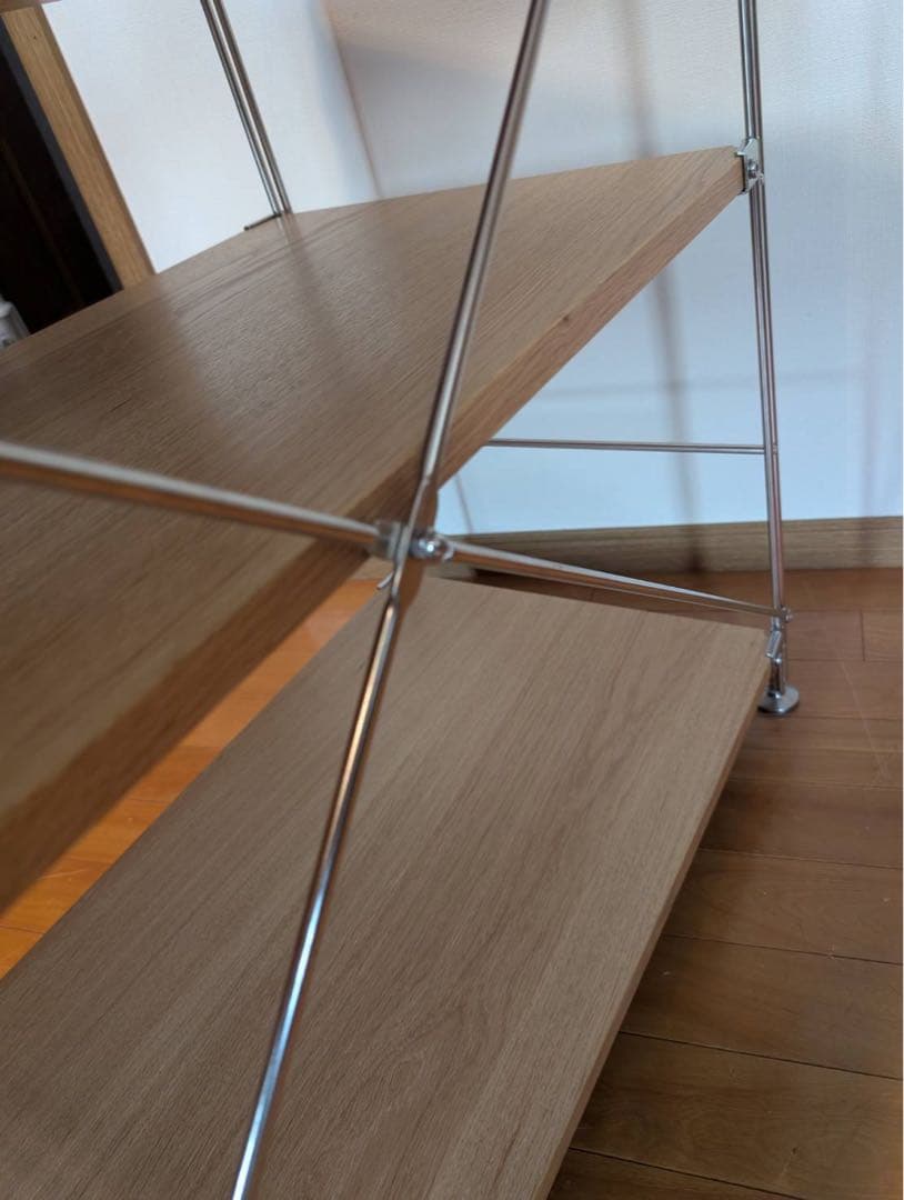 ■送料込■無印 MUJI ステンレスユニットシェルフ ワイド小 オーク材 棚