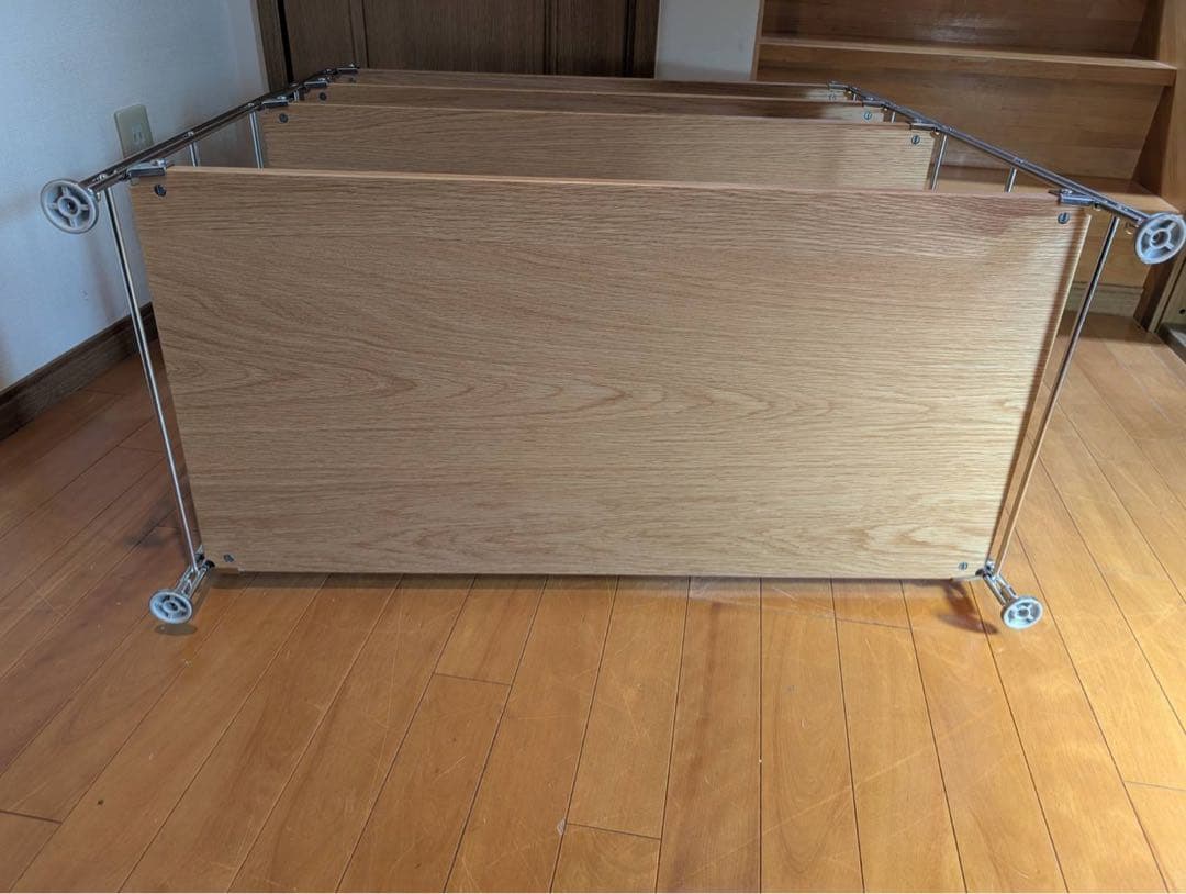 ■送料込■無印 MUJI ステンレスユニットシェルフ ワイド小 オーク材 棚