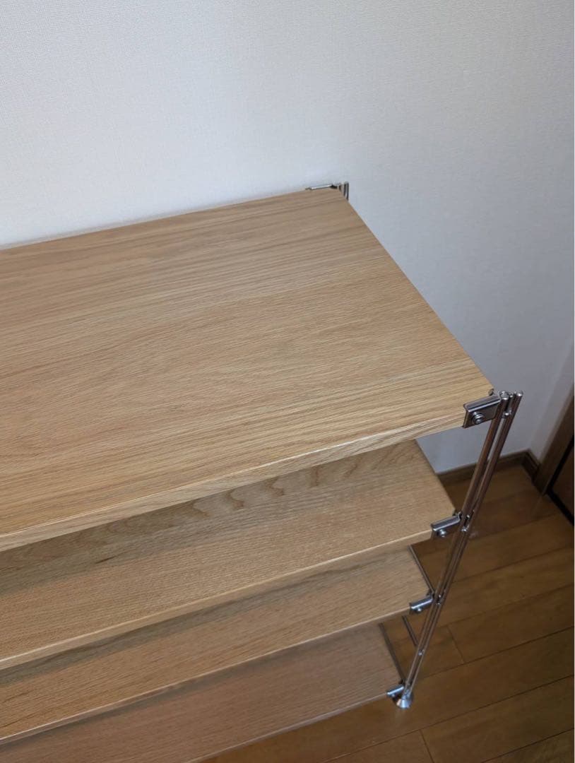 ■送料込■無印 MUJI ステンレスユニットシェルフ ワイド小 オーク材 棚