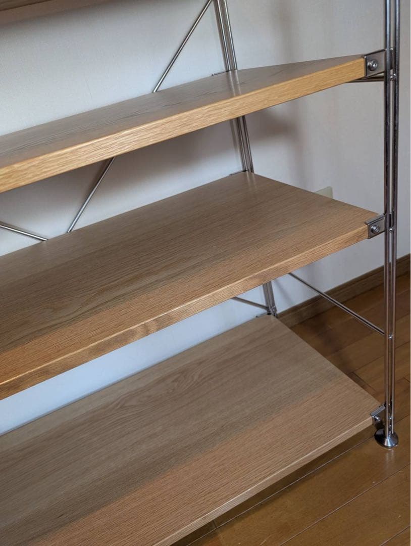 ■送料込■無印 MUJI ステンレスユニットシェルフ ワイド小 オーク材 棚