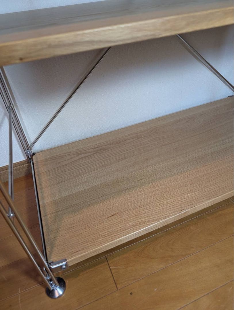 ■送料込■無印 MUJI ステンレスユニットシェルフ ワイド小 オーク材 棚