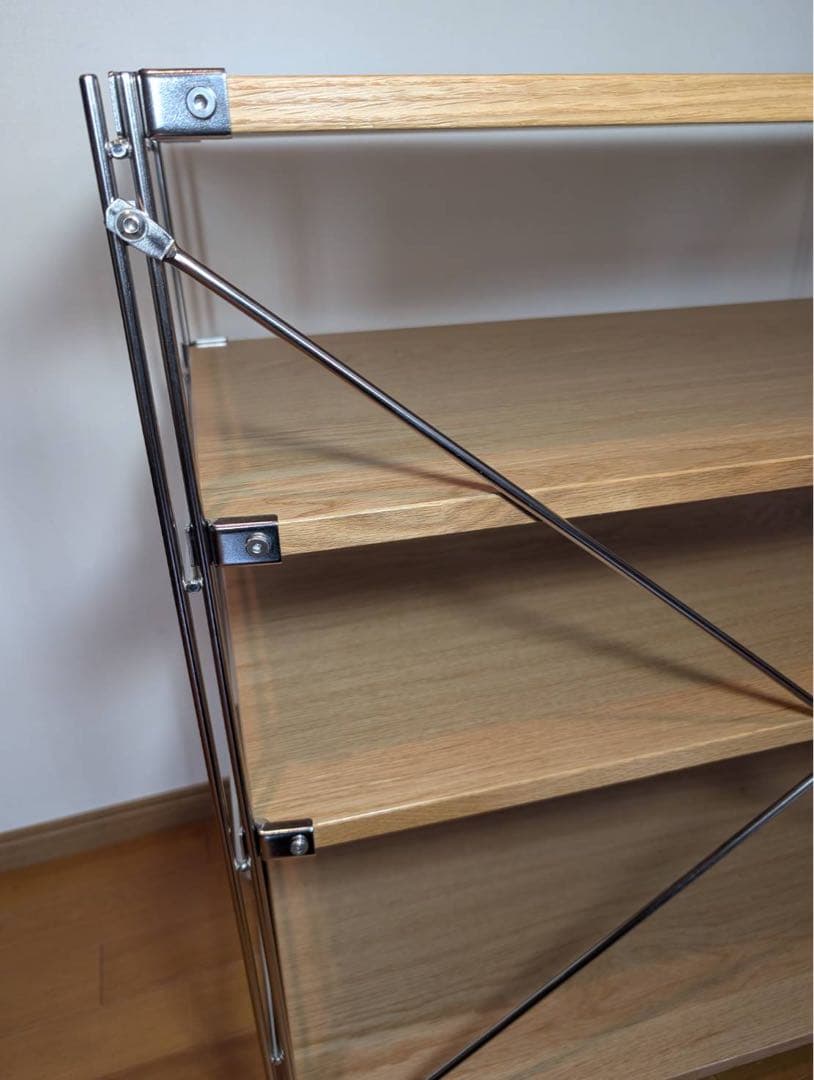 ■送料込■無印 MUJI ステンレスユニットシェルフ ワイド小 オーク材 棚