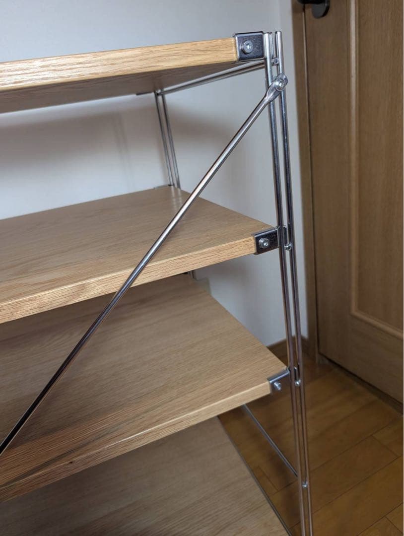 ■送料込■無印 MUJI ステンレスユニットシェルフ ワイド小 オーク材 棚