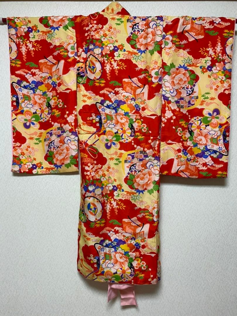 No.171アンティーク子供着物正絹七五三綺麗です。着丈94センチ裄丈41.5