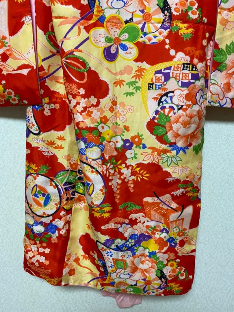 No.171アンティーク子供着物正絹七五三綺麗です。着丈94センチ裄丈41.5