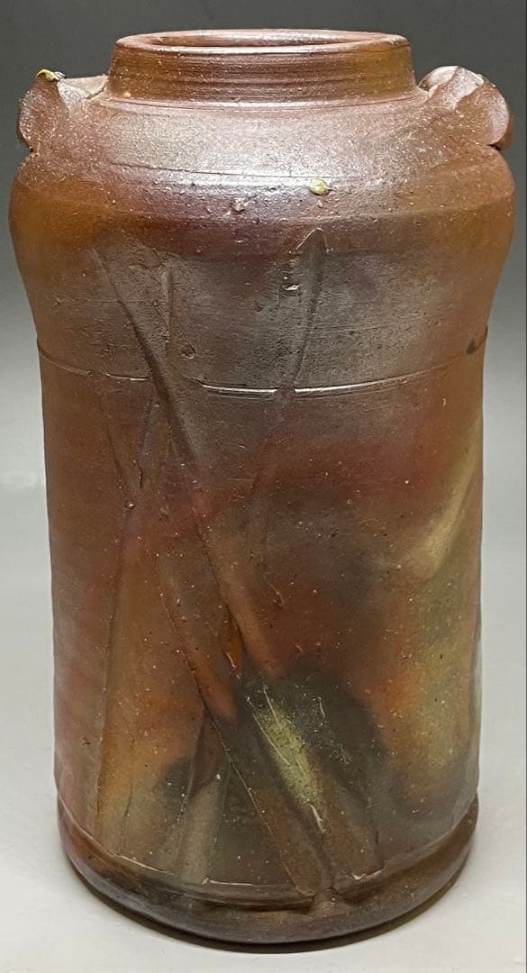 人間国宝　藤原雄　備前花入　耳付花入　備前焼　共箱　共布　栞　P5