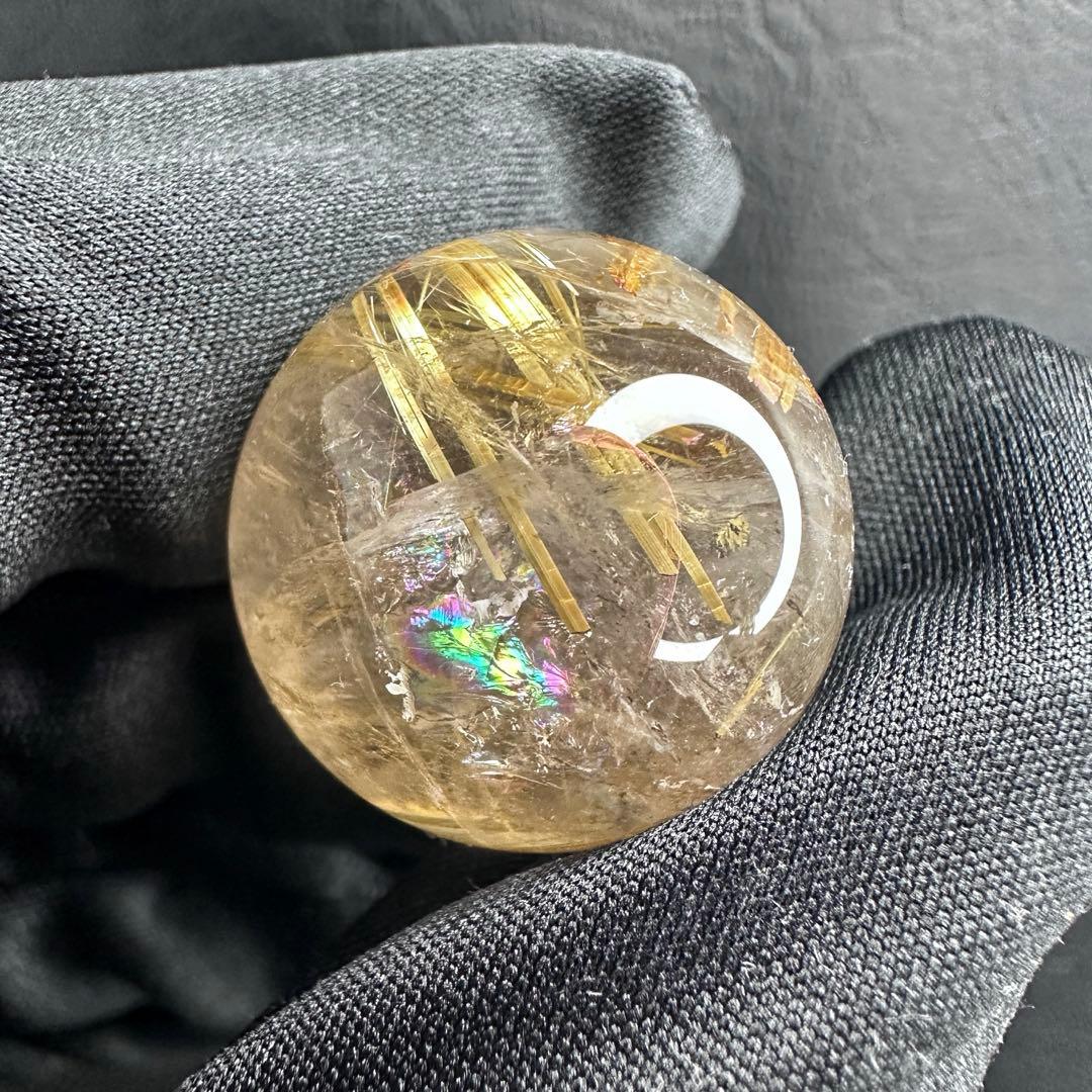 【財運・金運・事業運up❗️】レインボー☆タイチンルチル 丸玉 スフィアA1129