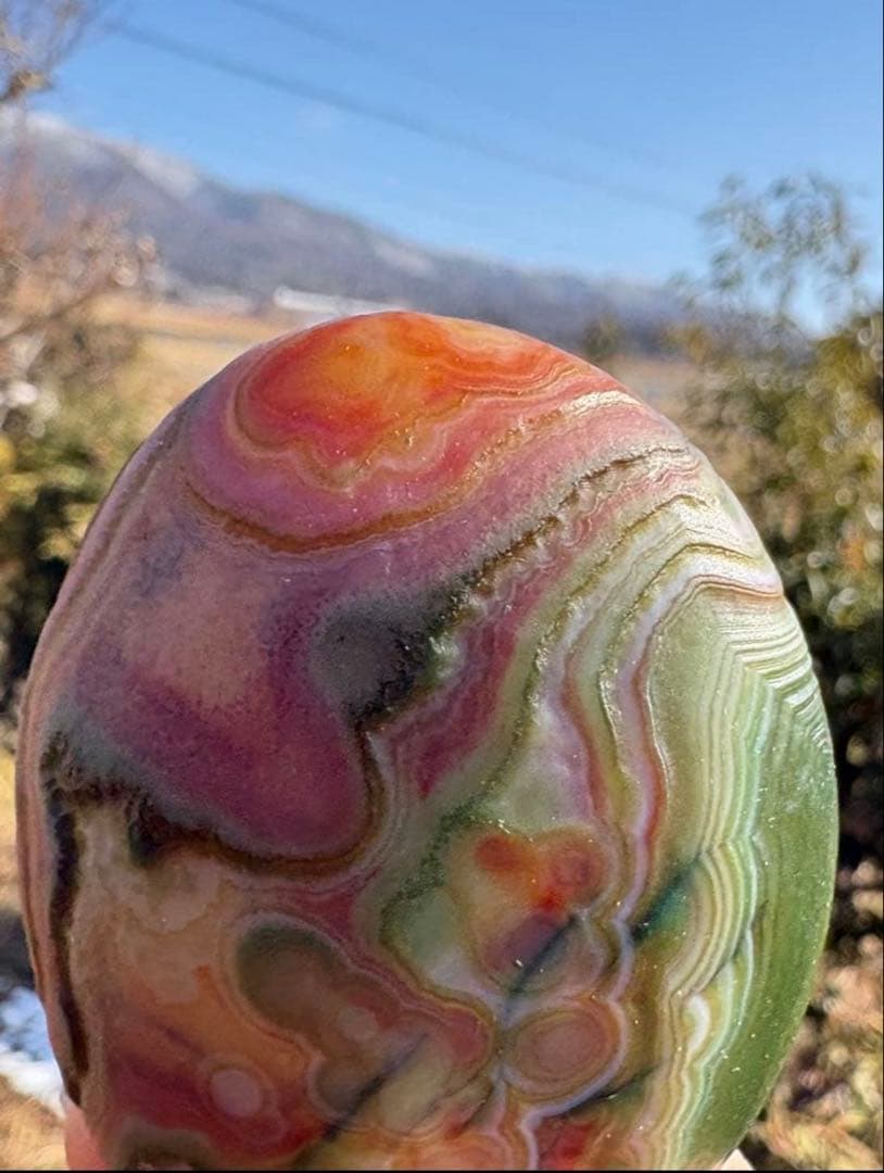 ❤️ 逸品　綺麗　147g 大きめ✳多彩　ゴビ瑪瑙 アゲート 原石　握り石