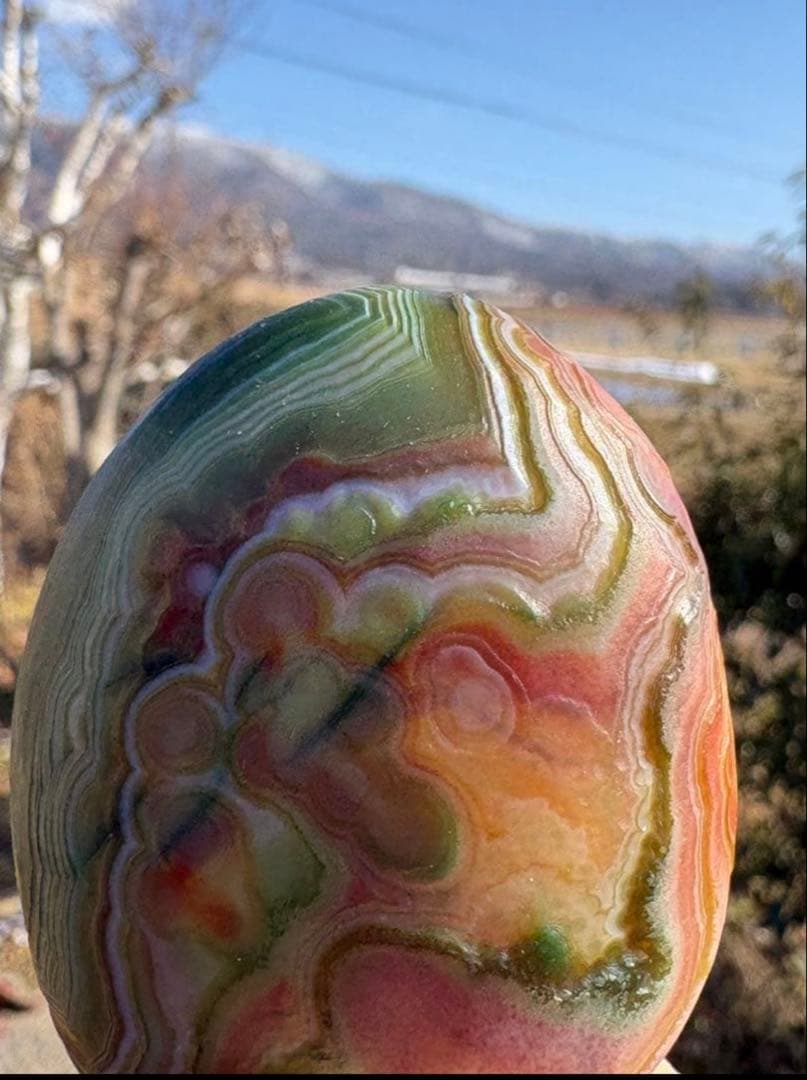 ❤️ 逸品　綺麗　147g 大きめ✳多彩　ゴビ瑪瑙 アゲート 原石　握り石