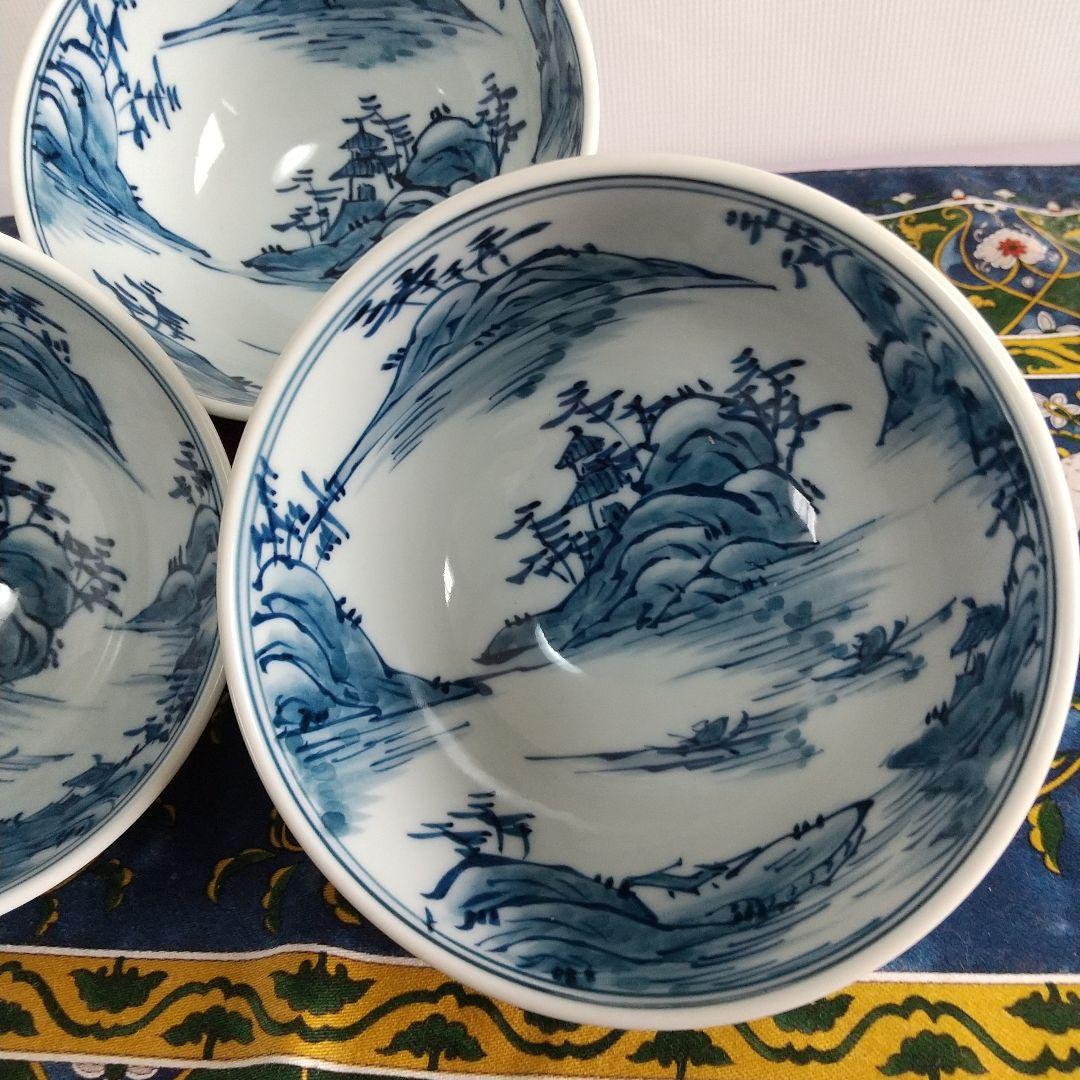 源右衛門⭐️染付内山水絵 飯椀 3個組