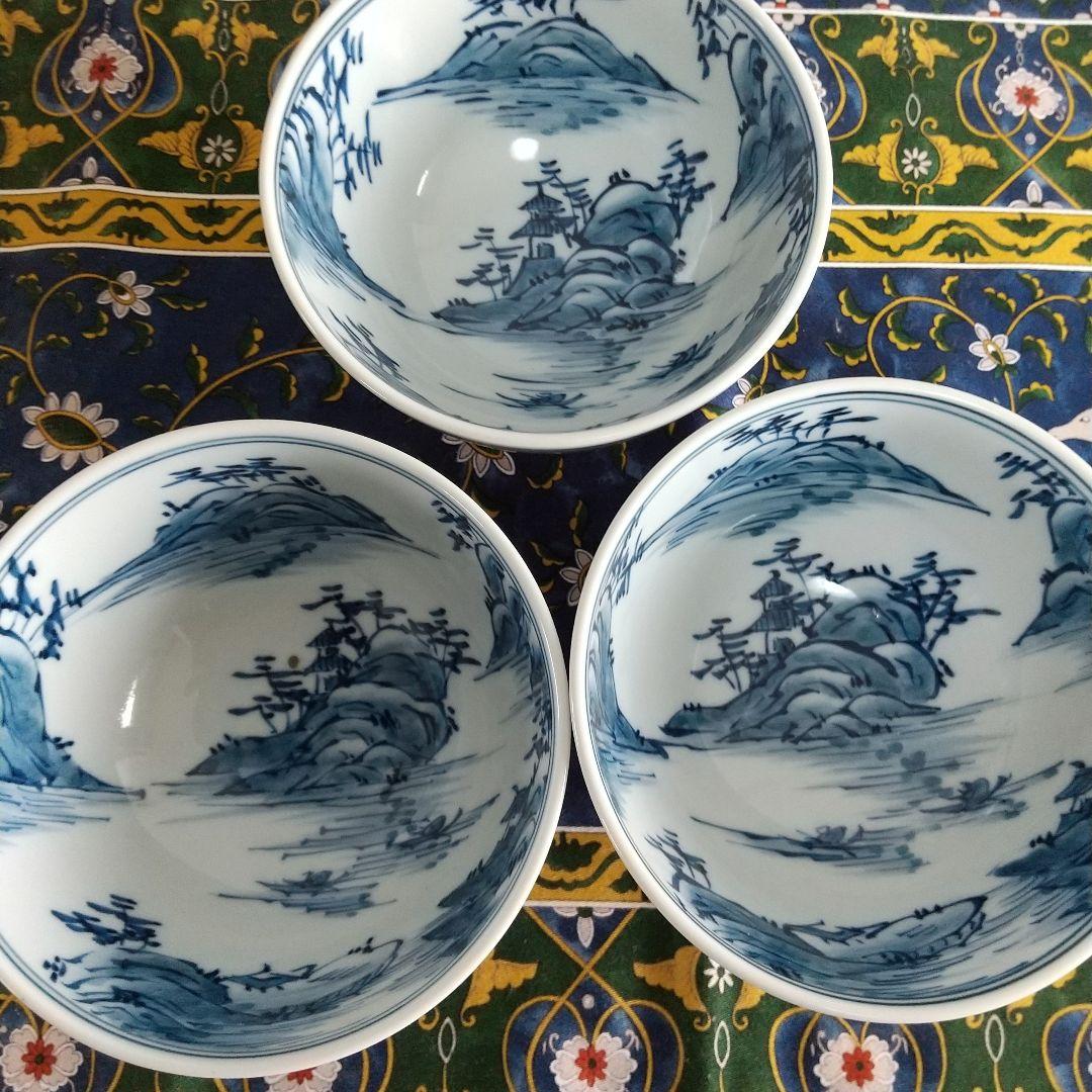 源右衛門⭐️染付内山水絵 飯椀 3個組