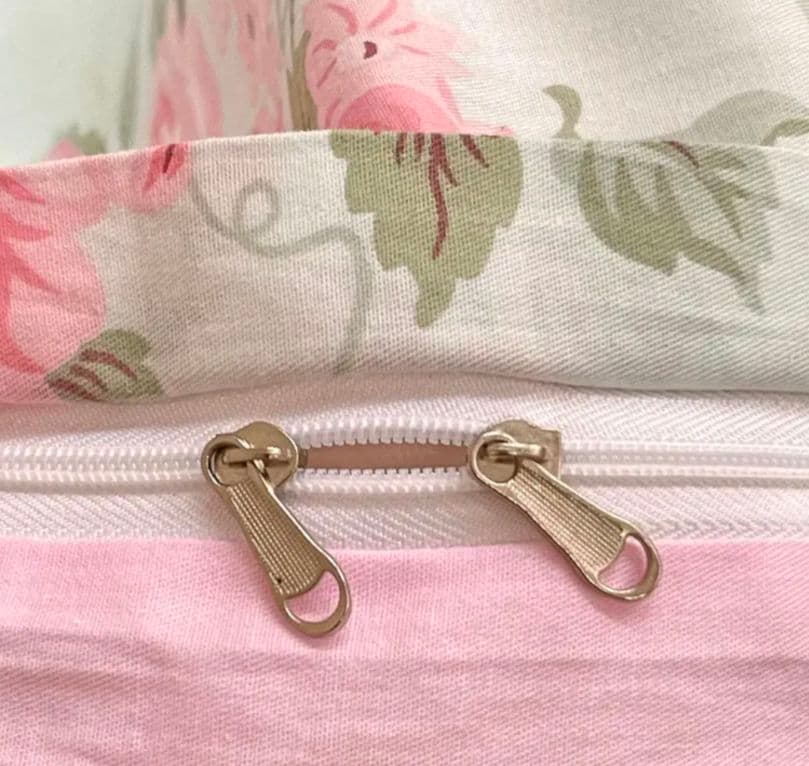 蕾新品★ミント＆ピンク薔薇小花綿100%シングル掛け布団カバー1枚枕カバー2枚