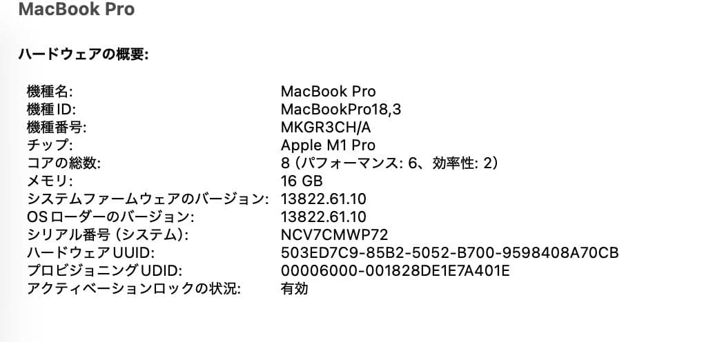 Apple MacBook Pro 14インチ M1 Pro 16GB