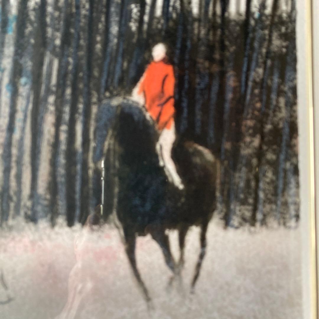 ポールギアマン「夕焼けの乗馬」リト197/200 額69×83 絵40×56cm